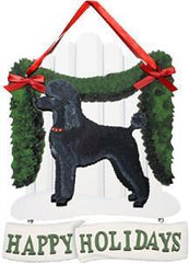 Dandy Designs Black Poodle Happy Holidays Picket Fence Sign