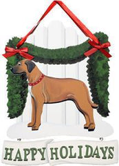 Dandy Designs Rhodesian Ridgeback Happy Holidays Picket Fence Sign