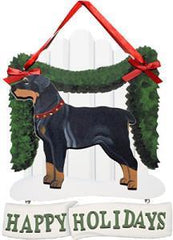 Dandy Designs Rottweiler Happy Holidays Picket Fence Sign