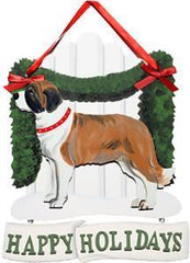 Dandy Designs Saint Bernard Happy Holidays Picket Fence Sign