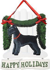 Dandy Designs Black Schnauzer Happy Holidays Picket Fence Sign