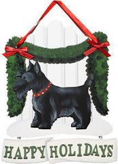 Dandy Designs Scottish Terrier Happy Holidays Picket Fence Sign