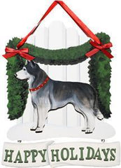 Dandy Designs Siberian Husky Happy Holidays Picket Fence Sign