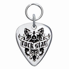 Rockin' Doggie Rock Star Sterling Silver Guitar Pick Dog Tag