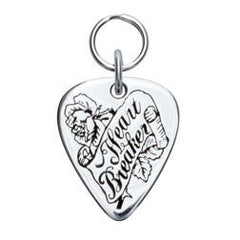 Rockin' Doggie Heart Breaker Sterling Silver Guitar Pick Dog Tag