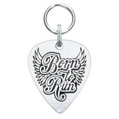 Rockin' Doggie Born To Run Pewter Guitar Pick Dog Tag