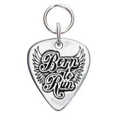 Rockin' Doggie Born To Run Sterling Silver Guitar Pick Dog Tag