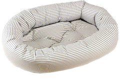 Bowsers Blue Ticking Cotton Donut Dog Bed