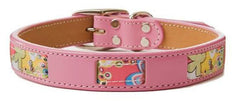 Bookie & Belle Pink Hippy Chic Leather Dog Collar