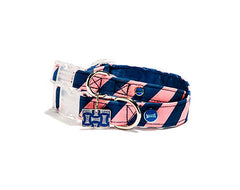 Mascot Old School Repp Pink & Blue Dog Collar