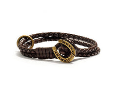 Mascot Vintage Chocolate Leather Horseshoe Dog Collar