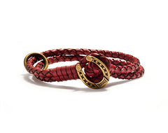 Mascot Vintage Red Leather Horseshoe Dog Collar