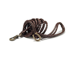 Mascot Vintage Chocolate Leather Horseshoe Dog Leash