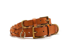 Mascot Signature Braided Cognac Leather Dog Collar