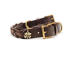 Mascot Signature Braided Espresso Leather Dog Collar