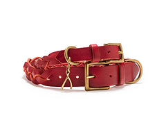 Mascot Signature Braided Red Leather Dog Collar