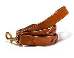 Mascot Signature Braided Cognac Leather Dog Leash