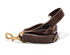 Mascot Signature Braided Espresso Leather Dog Leash