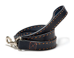 Mascot Signature Laced Navy Leather Dog Leash