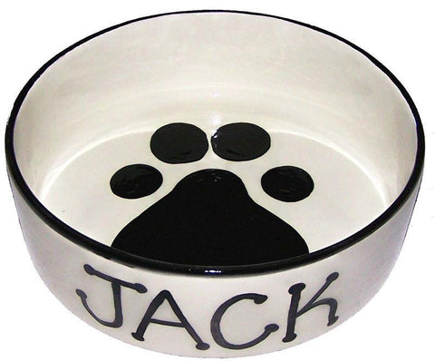 Personalized Paw Custom Message Ceramic Dog Bowl