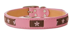 Bookie & Belle Pretty In Pink Leather Dog Collar