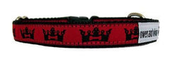 Owen & Olivia Black Crowns On Red Dog Collar
