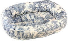 Bowsers Blue Toile Cotton Donut Dog Bed