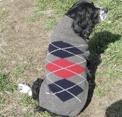 Chilly Dog Grey Argyle Dog Sweater