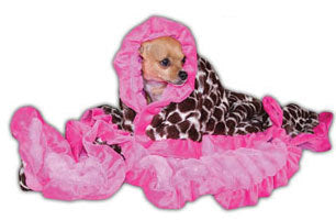 Pet Flys Hot Pink & Giraffe Cuddle Blanket
