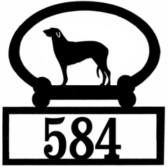 Sweeney Ridge Deerhound Custom House Number Sign