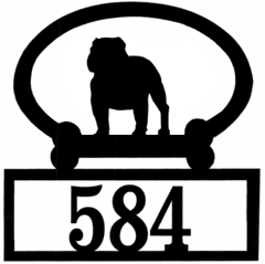 Sweeney Ridge English Bull Dog Custom House Number Sign