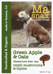 Ma Snax Organic Dog Biscuits with Green Apple, Oats & Reishi Mushroom