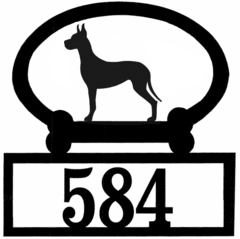 Sweeney Ridge Great Dane Custom House Number Sign