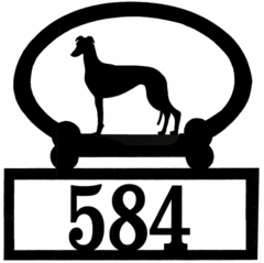 Sweeney Ridge Greyhound Custom House Number Sign