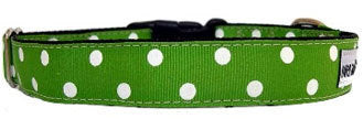 Owen & Olivia Lime Green & White Dots Dog Collar