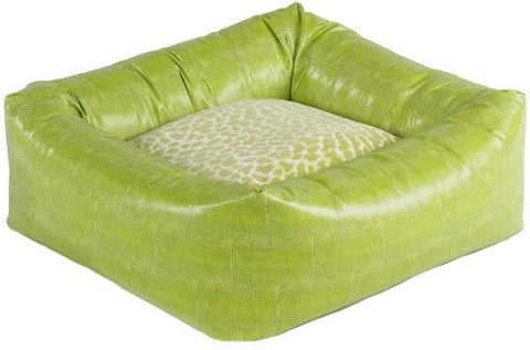 Bowsers Lime Lizard/Lime Leopard Faux Leather Dutchie Dog Bed