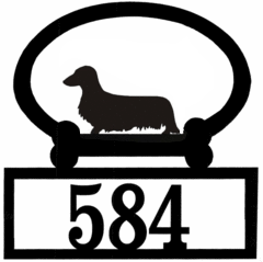 Sweeney Ridge Longhaired Dachsund Custom House Number Sign