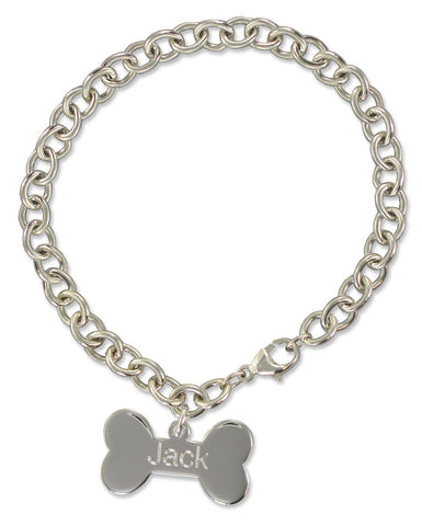 mhound Sterling Silver Charm Bracelet with Bone