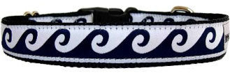 Owen & Olivia Navy & White Wave Dog Collar
