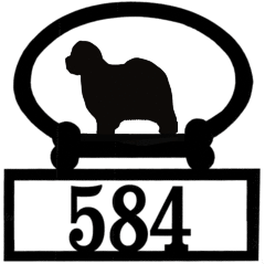 Sweeney Ridge Old English Sheepdog Custom House Number Sign