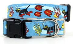 Wagging Green Making Waves Bamboo Dog Collar