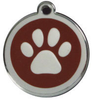 Red Dingo Stainless Steel & Enamel Paw Prints Dog ID Tag