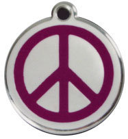 Red Dingo Stainless Steel & Enamel Peace Sign Dog ID Tag