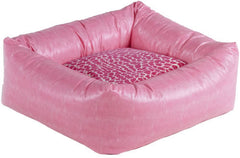 Bowsers Pink Lizard/Pink Leopard Faux Leather Dutchie Dog Bed