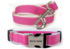 Diva Dog Preppy In Pink Dog Collar