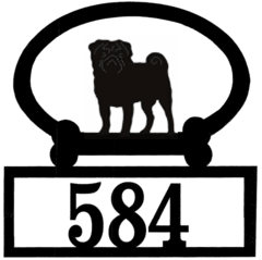 Sweeney Ridge Pug Custom House Number Sign