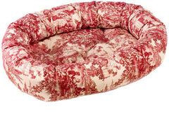 Bowsers Red Toile Cotton Donut Dog Bed