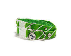 Mascot Old School Repp Green & White Dog Collar