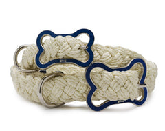 Mascot Sailor's Knot Naturals Navy Buckle Dog Collar