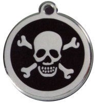 Red Dingo Stainless Steel & Enamel Skull & Crossbones Dog ID Tag